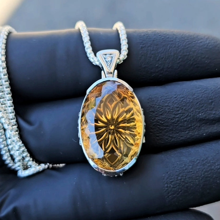 Citrine & Platinum Pendant